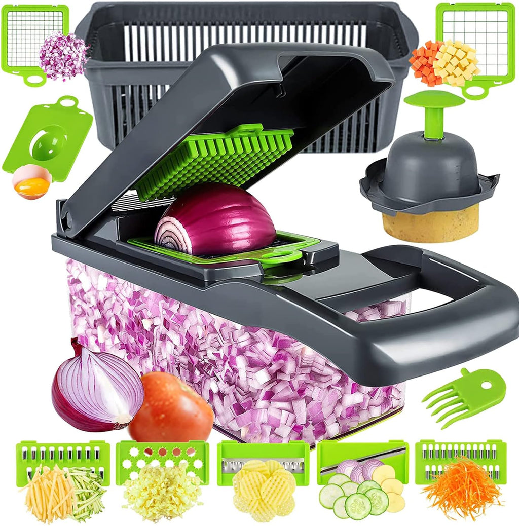 Vegetable Chopper, Pro Onion Chopper,15 in 1 Multifunctional Food Chopper-Adjustable