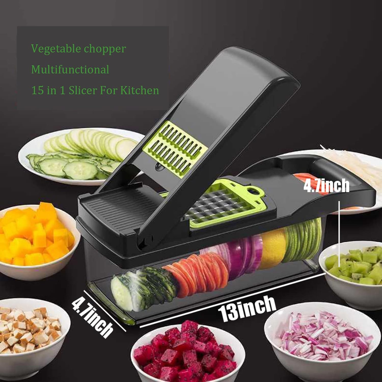 Vegetable Chopper, Pro Onion Chopper,15 in 1 Multifunctional Food Chopper-Adjustable