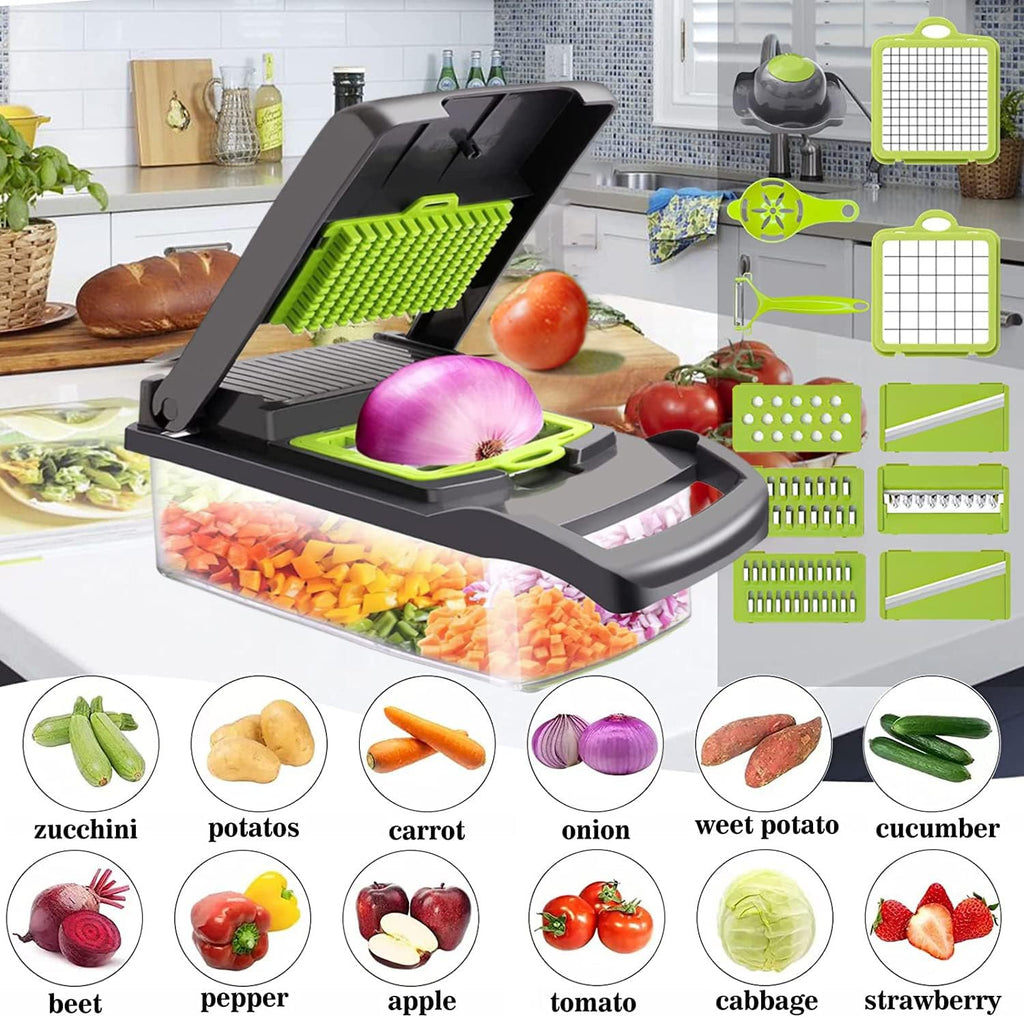 Vegetable Chopper, Pro Onion Chopper,15 in 1 Multifunctional Food Chopper-Adjustable