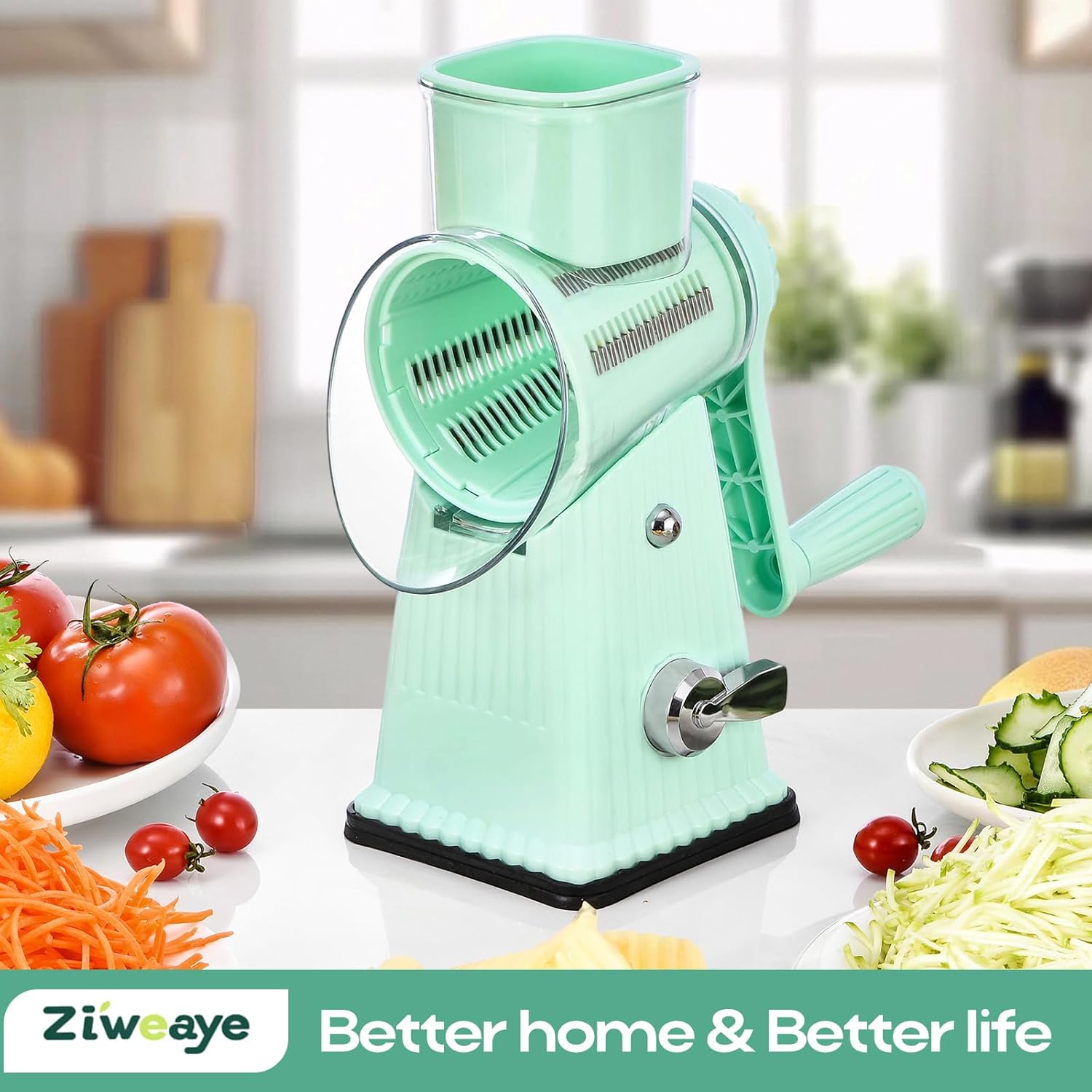Rotary CheeseGrater, Vegetable Shredder 5 in 1