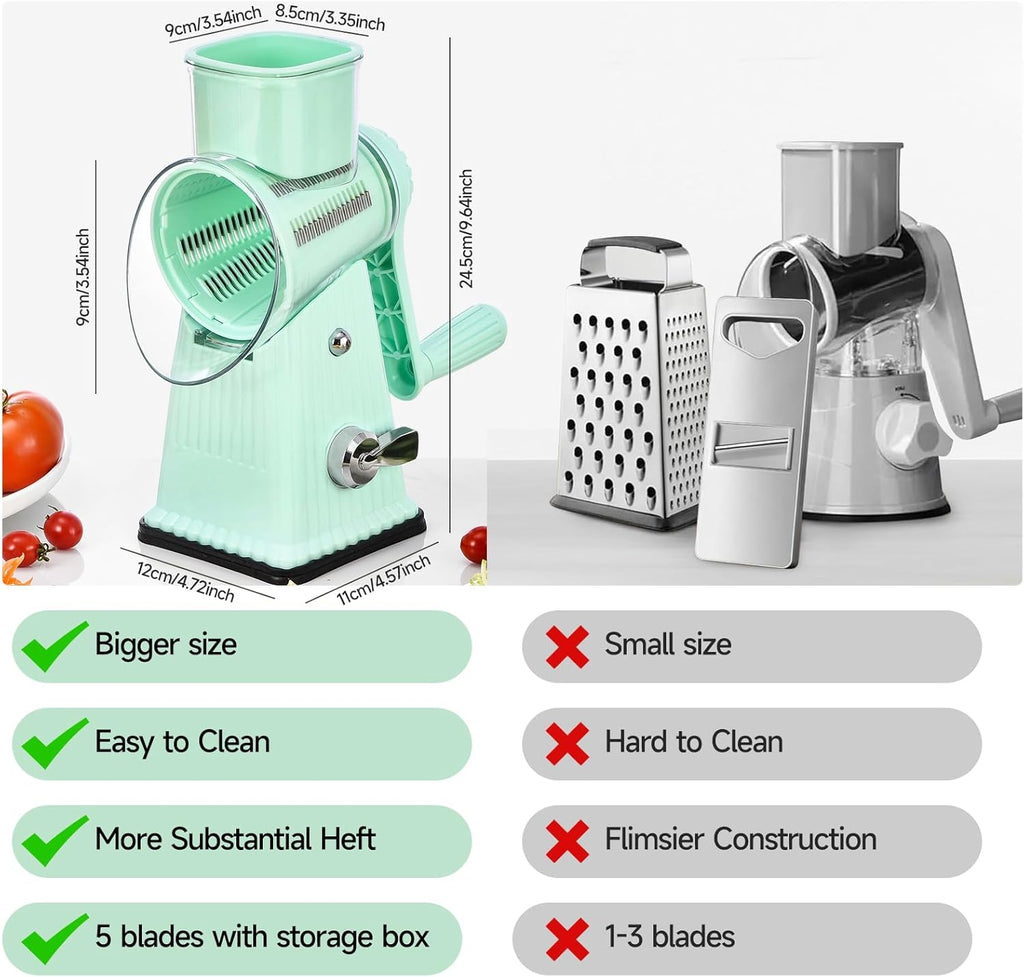 Rotary CheeseGrater, Vegetable Shredder 5 in 1