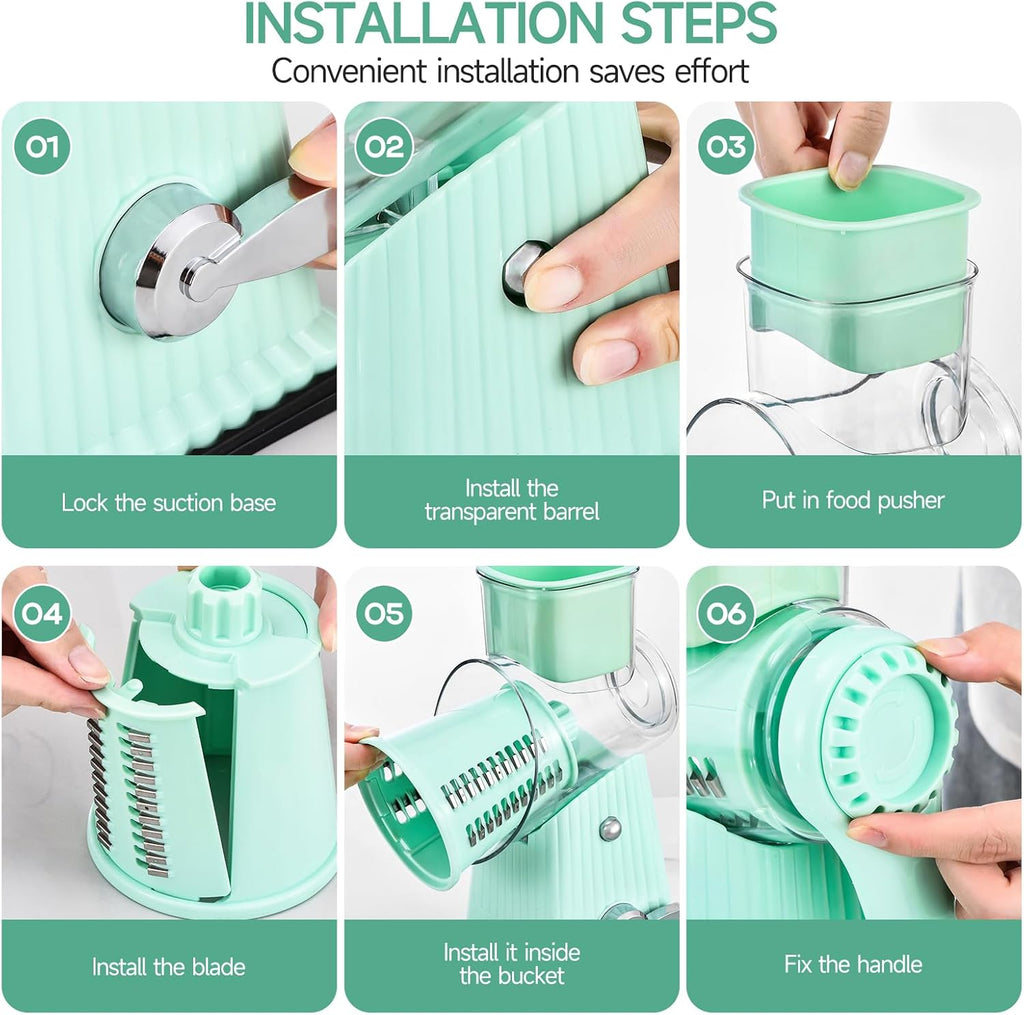 Rotary CheeseGrater, Vegetable Shredder 5 in 1