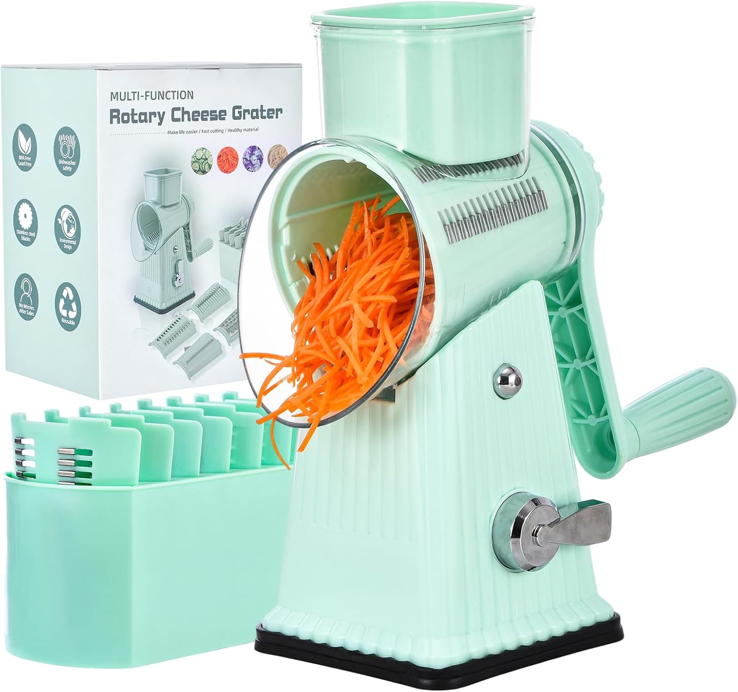 Rotary CheeseGrater, Vegetable Shredder 5 in 1