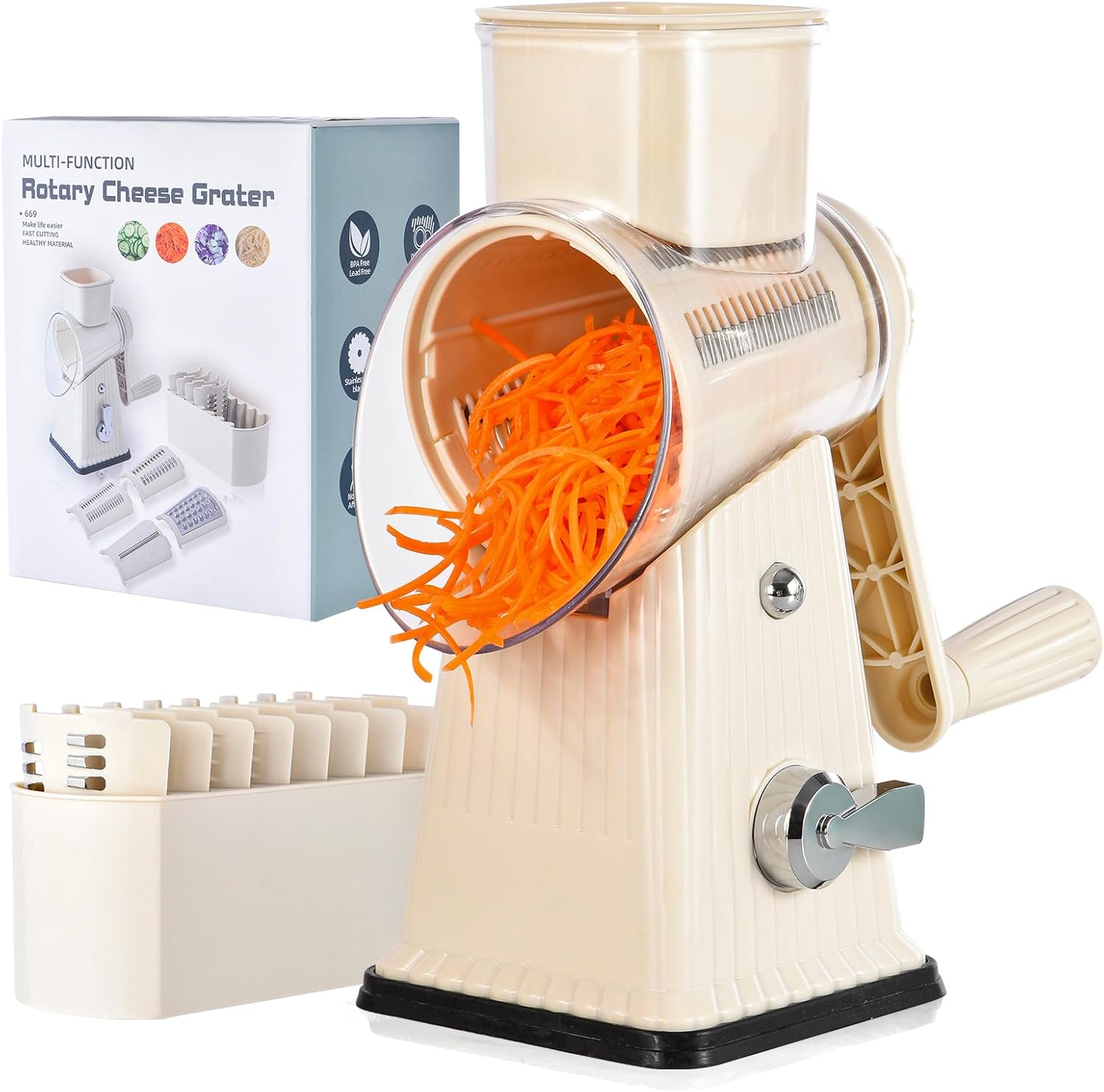 Rotary CheeseGrater, Vegetable Shredder 5 in 1
