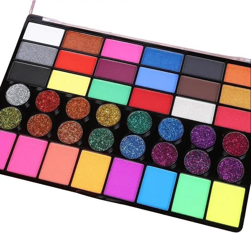 42 Watercolor Base Colors Professional Face & Body Painting Palette with Glitter Accents for Artist Makeup Cosmetic