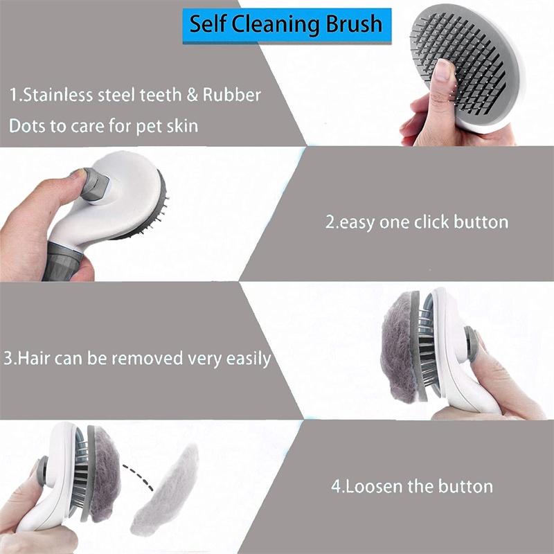 Pet Massage Brush Stainless Steel Tool with Silicone Lining for Pets Long or Short Hair Pink Gray Blue Handles Ideal for Grooming Standard Size Portable