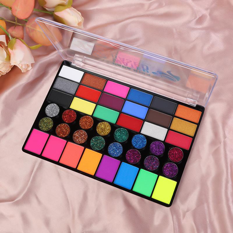 42 Watercolor Base Colors Professional Face & Body Painting Palette with Glitter Accents for Artist Makeup Cosmetic